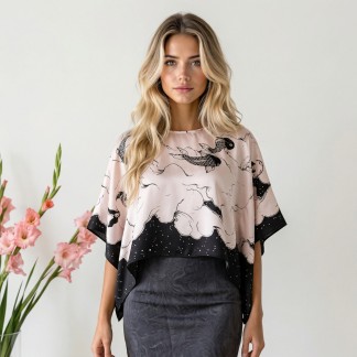 Áo luạ cánh dơi mẫu cá Koi hồng phấn